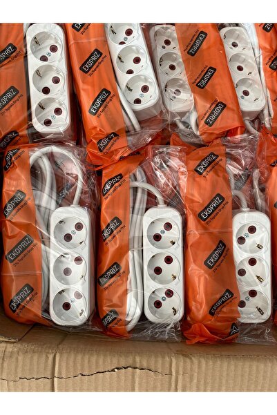 ENASHOP 5 Metre Kablolu Topraklı Ara Kablosu Uzatmalı Seyyar 3lü Grup Priz