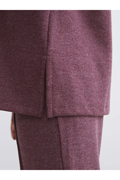 LC Waikiki Lcw Modest Burgundy Crew Neck Women's Sweatshirt Tunic