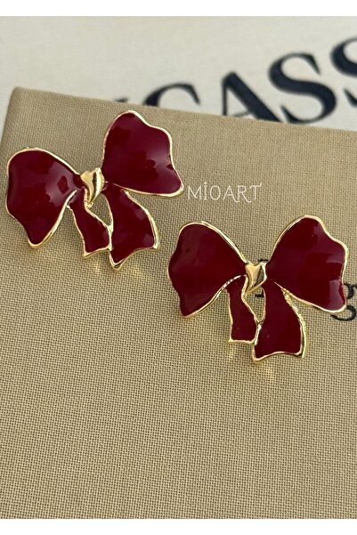 MioArt Women's Bow Model Enamel Earrings