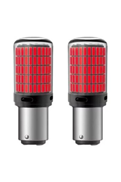 BZRSH Set 2 becuri auto LED BAY15D 1157 P21/5W, 144LED SMD, lumină roșie, funcție dublă