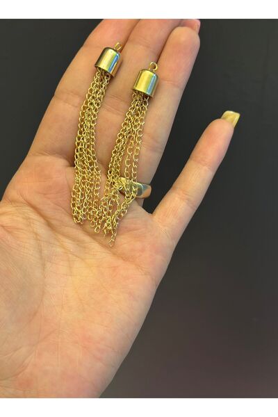 Gönülden Tasarım ACCESORIUL DE BIJUTERIE 2 PIECE GOLD YELLOW PEAR 7 CM