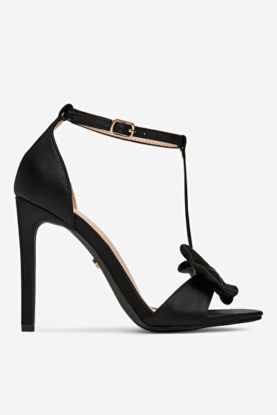 DeeZee Sandale cu toc înalt pentru femei, stiletto, negre, talie înaltă, 38