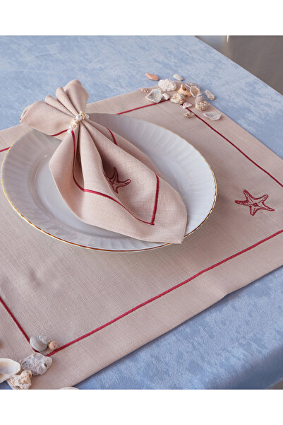 Elegancembroidery Peçeteli Amerikan Servisi, Nakışlı Peçete (4'lü set)