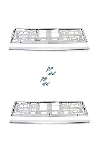 AMIO Set of 2 license plate holders, chrome, screws included