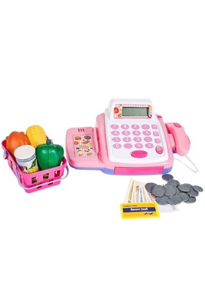 SOLTOY Casa de marcat, cos de cumparaturi, sertar, sunete si lumini, scanner ...