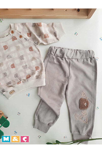 MÇ FAMİLY STORe Seasonal Two-Ply Men's Bear Baby Bottom and Top Cotton Set Cotton Baby Set Outfit