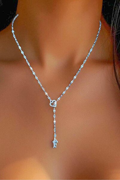 Atolyezone F Harfi 316l Paslanmaz Çelik Kolye Kalpli Dekolte Yeni Sezon Kişiy...