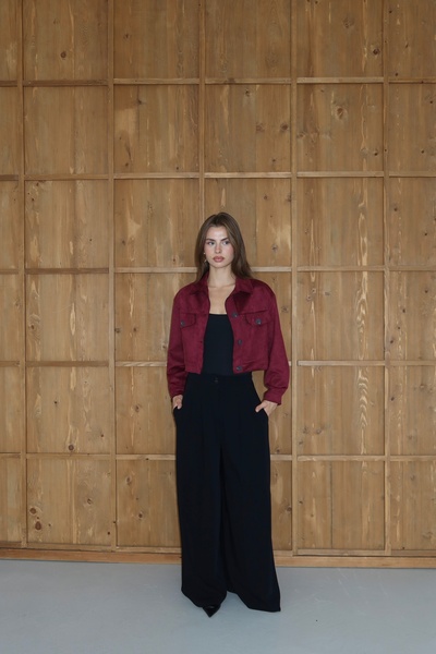 LOISY سترة نسائية قصيرة فاخرة من الجلد المدبوغ