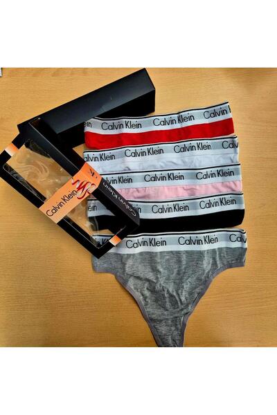 Calvin Klein Set of thong underwear - 5 pairs, white, black, grey, red, purple, size XL