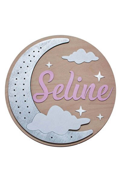 OEM Lampa led din lemn Luna cu Nume Personalizat HH1572 46x46 cm