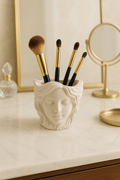 ARGKRİSTAL Pinterest Decorative Face-Shaped Makeup Brush Holder