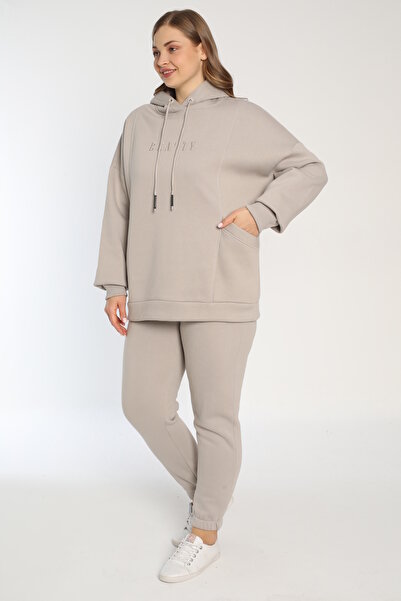 Cotpark Women's Plus Size Cotton Fabric 2-Piece Tracksuit Set 22037