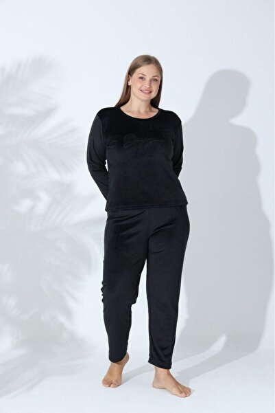 MEBA Women's Plus Size Velvet Winter Pajama Set