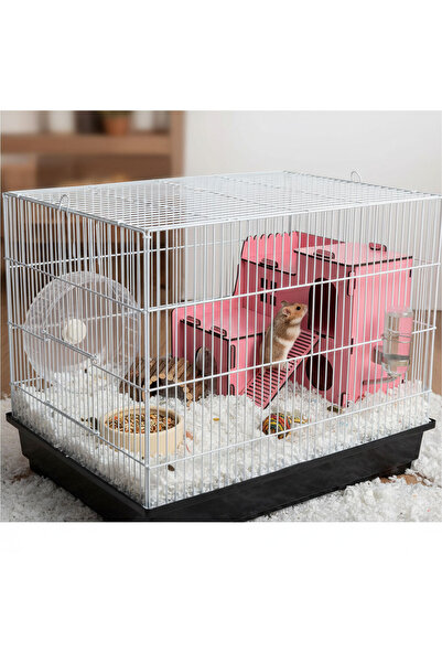 teknomooji Hamster Evi – Pembe, 3 mm MDF, 21×21,5×23 cm