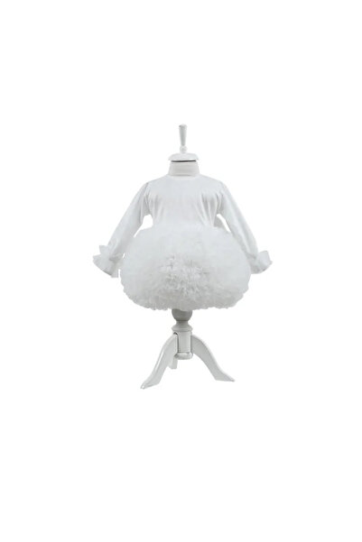 Mamboo Rochiță pentru Bebe Fetiță Albă cu Tulle și Pietricele Strălucitoare -...