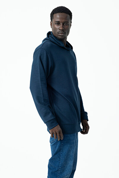 JB John Borners Чоловічий худі з капюшоном Oversize Basic Sweatshirt Синій - 25K 1063