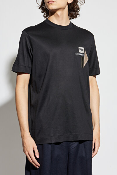 Emporio Armani Men's Regular Fit Flexible Cotton Logo Detailed Short Sleeve B...