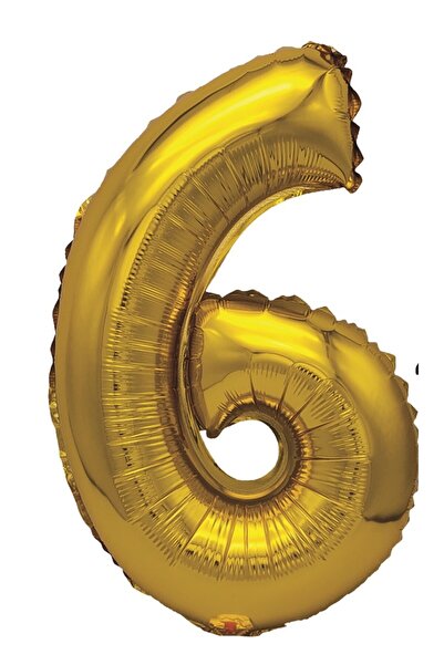 SDX Market Balon folie metalizată aurie, Mirific Party, Numărul 6, 80 cm, Auriu