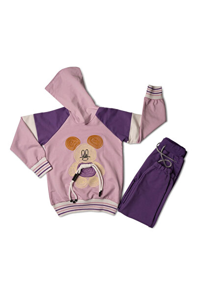 Mamboo Girls Tracksuit in Lilac Shades with Hoodie