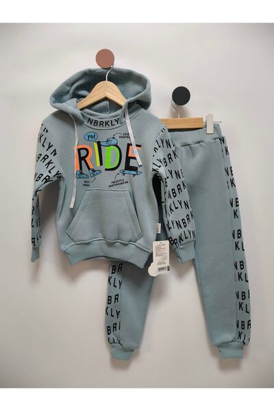 Mamboo Trening albastru pastel pentru fete cu hanorac