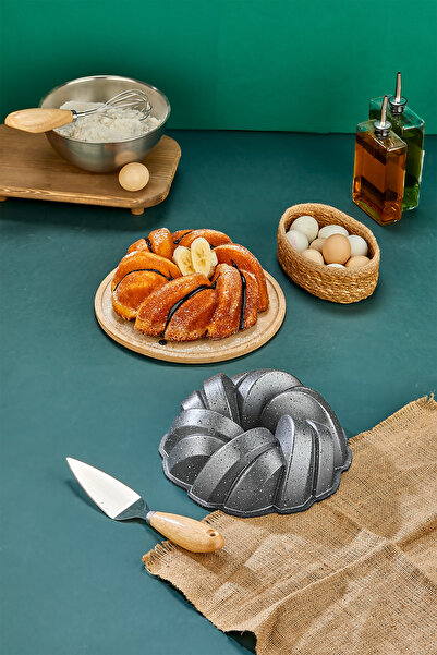 PoloChef Esra Döküm Granite Cake Mold Gray 26 cm