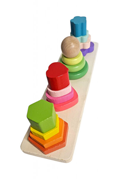 Noname Turn de stivuire și sortator de forme geometrice 4 în 1