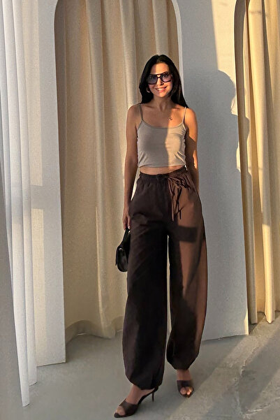 Seda Yalçın Atelier Brown Balloon Pants with Elasticated Cuffs