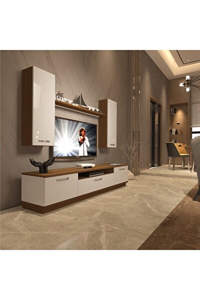 Decoraktiv Trio 5d Mdf Tv Ünitesi Tv Sehpası - Ceviz - Beyaz
