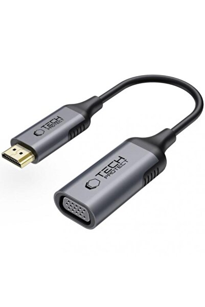 Tech-Protect Adaptor video Ultraboost, VGA - HDMI, 1080P, Negru/Gri