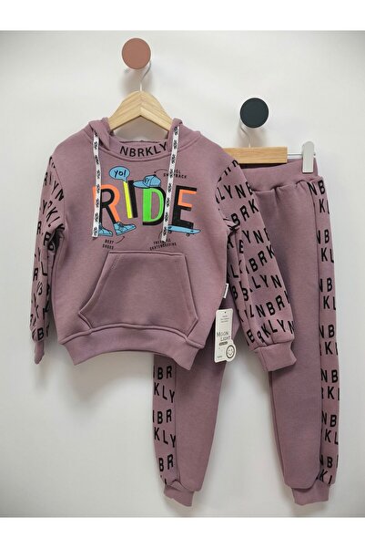 Mamboo Girls' Purple Tracksuit with Hoodie