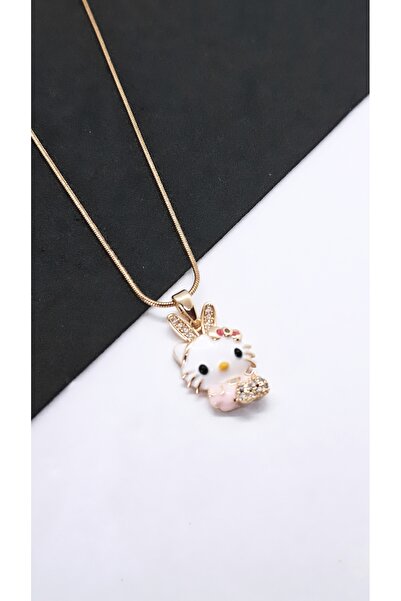 Serenity Enameled Hello Kitty Steel Necklace with Ears