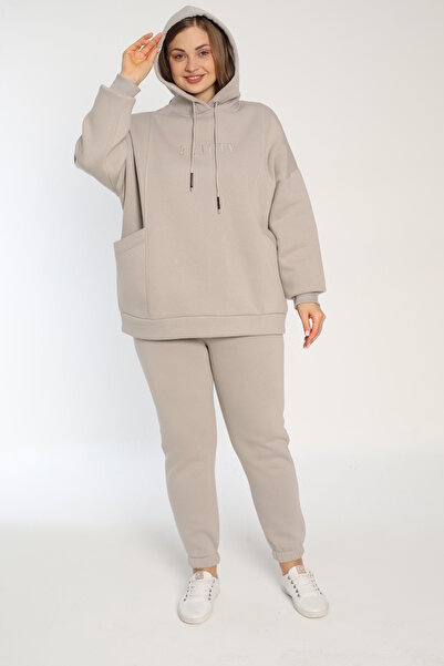 Cotpark Women's Plus Size Cotton Fabric 2-Piece Tracksuit Set 22037