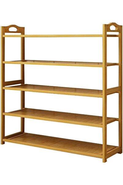 VENDIX رف أحذية من الخيزران بخمس طبقات للخزانة، رفوف أحذية قائمة بذاتها، منظم رفوف أحذية قابل للتكديس