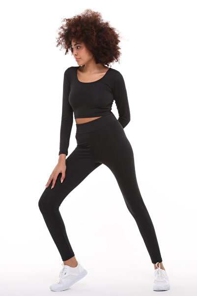 TF The Fancy For You Kadın Uzun Kollu Crop Yüksek Bel Slim Fit Tayt İkili Takım