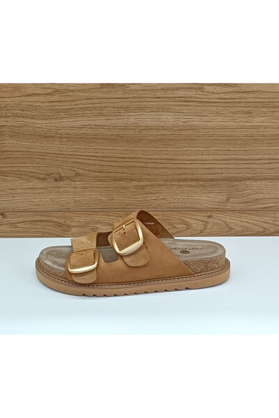 Mammamia YT1445 Papuci casual pentru femei din piele naturală Camel