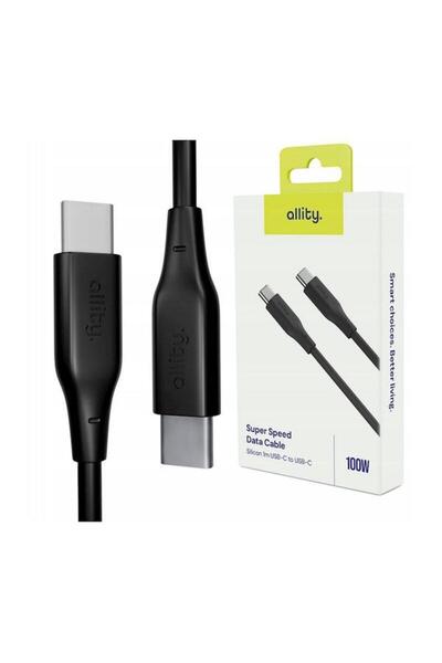 allity AUC-02 USB-C Data and Charging Cable, 100W, 1m, Black