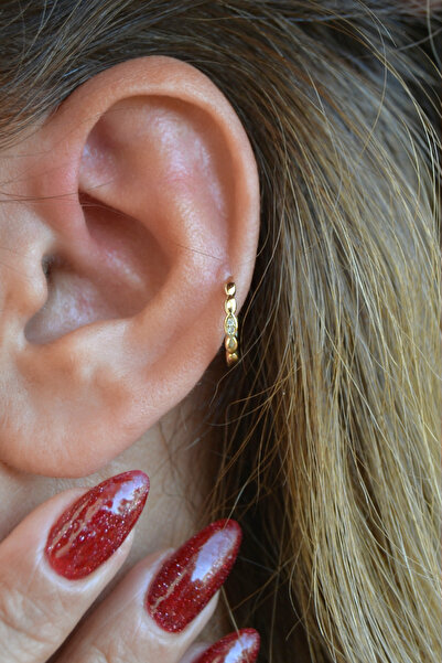 Sacce Scarves&Accessories İnce Taşlı Halka Piercing – Kıkırdak, Helix ve Kulak Lobu