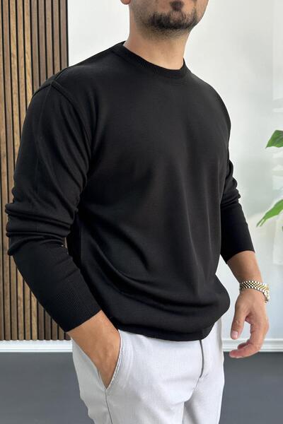 Edwox Мъжки велосипеден пуловер с редовна кройка, черен Edw410