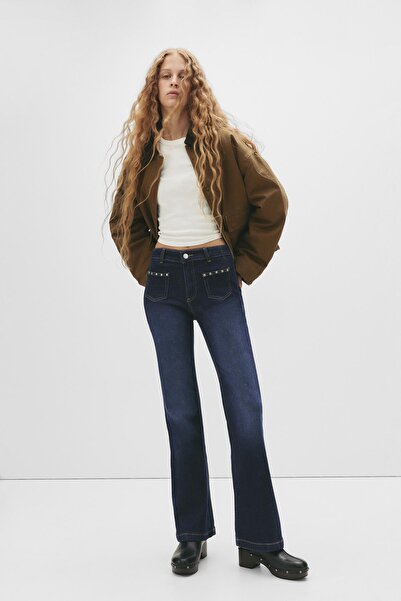 Pull & Bear Zımbalı bootcut jean