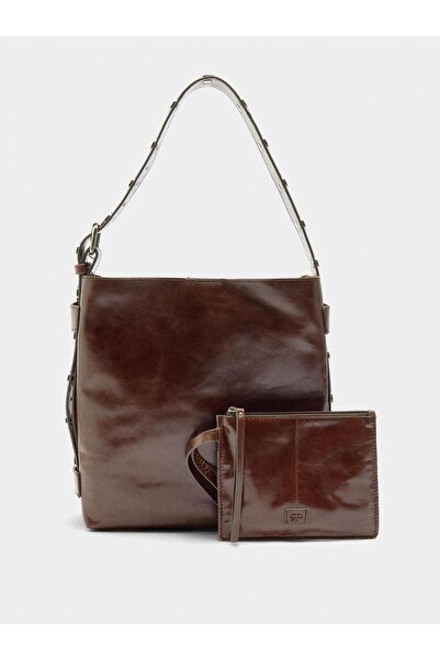 PARFOIS Zımba Detaylı Deri Omuz Çantası