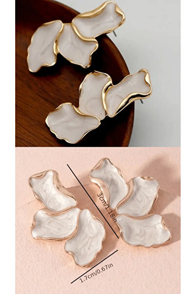 TUĞBALİ Beyaz Pinterest Yarım Çiçek Küpe