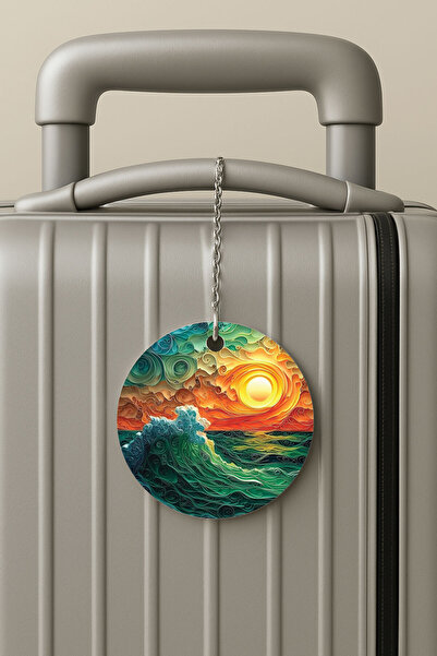 Cekuonline ملصق حقيبة السفر بسلسلة من البليكسي، تصميم ملصق الأمتعة للسفر والعطلات، Dalga2