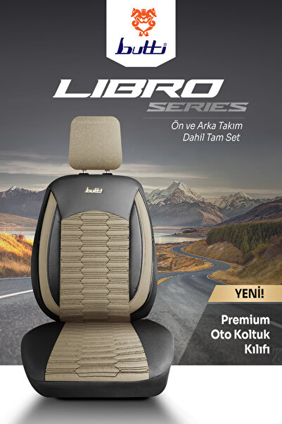 BUTTİ Libro Series Linen Fabric Premium Car Seat Cover |   Supported, Front and Rear Full Set
