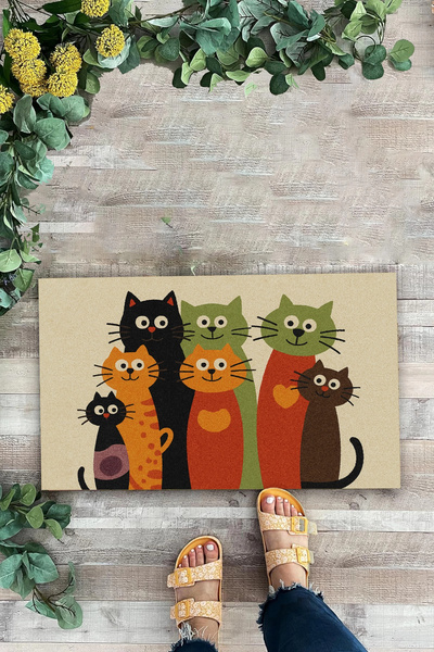 Valerine Life Colorful Paw Friendship Welcome Digital Printed Doormat 45X70Cm