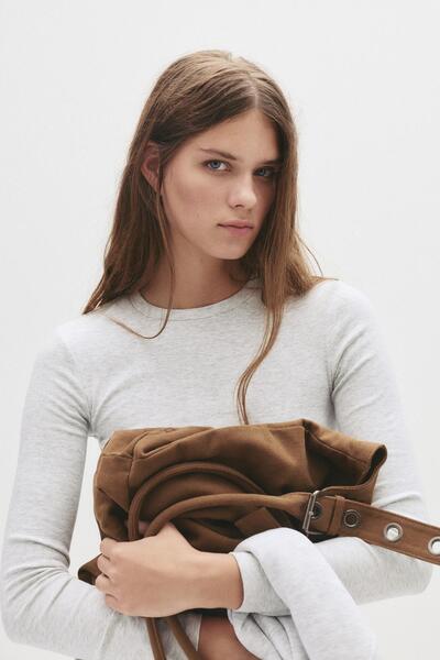 Pull & Bear Fitted cotton T-shirt