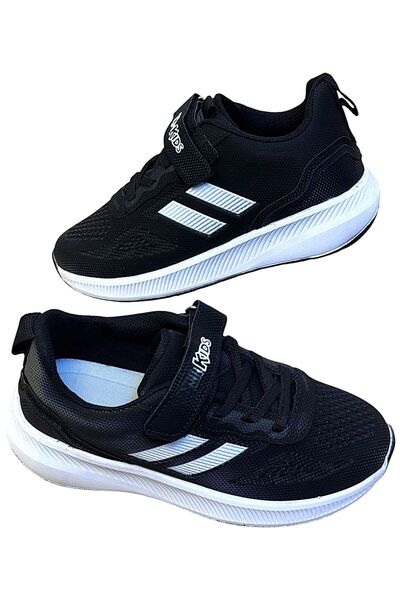 KAFKASLAR AYAKKABI حذاء رياضي للأطفال من كافكاسلز باللون الأسود بشريط فيلكرو للأولاد والبنات