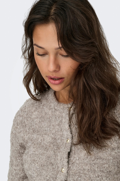 ONLY Жіночий короткий рукавний вовняний в'язаний кардиган 15350782 Візон