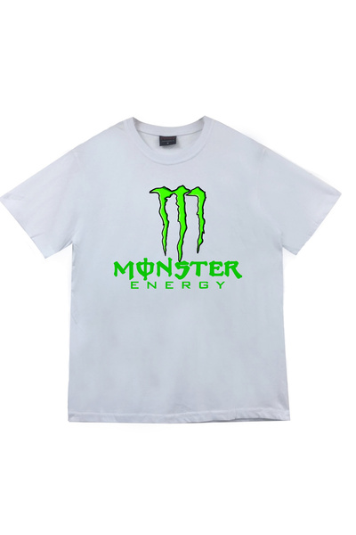fame-stoned Monster Energy Printed Unisex 100% Cotton White T-Shirt
