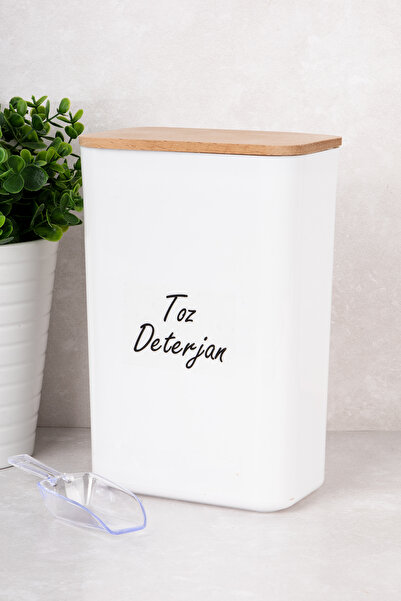 DNS HOME Powder Detergent Storage Container Wooden Vacuum Lid Storage Box with Scale Gift Detergent Dispenser 3 Lt