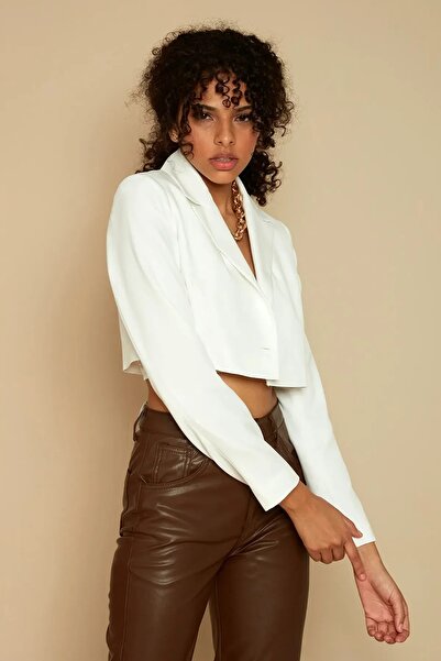 Marbella Women's Single Button Crop Blazer Jacket